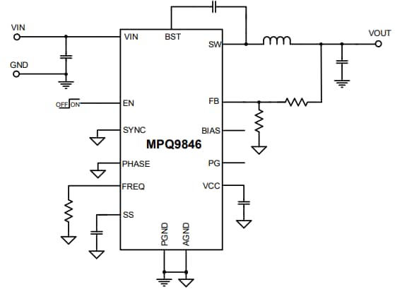 Application Circuit Diagram - Monolithic Power Systems (MPS) MPQ9846 Switching Voltage Regulators